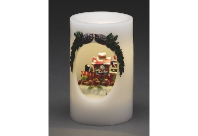Konstsmide Train / Snowman Wax Candle (5 Hour Timer, Battery Operated, LED)